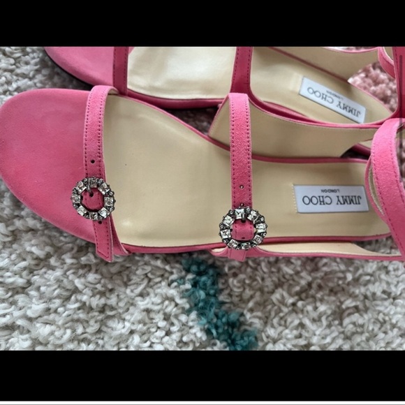 Jimmy Choo flamingo pink Naia crystal flat sandals - Picture 4 of 9
